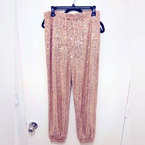 Rose gold sequin genie/jogger pants